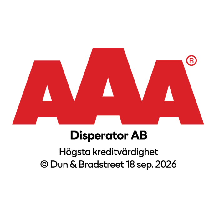 Certifikat på att Disperator har högsta kreditvärdighet. 
